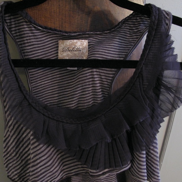 DELETTA ANTHROPOLOGIE Plum Purple Tiered Tank M - Picture 4 of 15